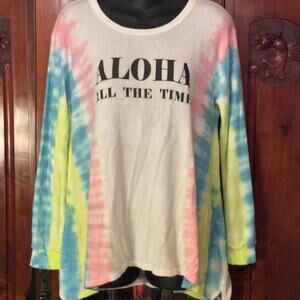 NWT VINTAGE HAVANA HAWAII ALOHA FUZZY SWEATSHIRT TOP S YOGA BEACH